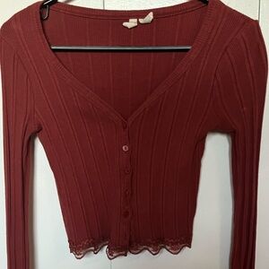 cotton Burgundy, slim cardigan